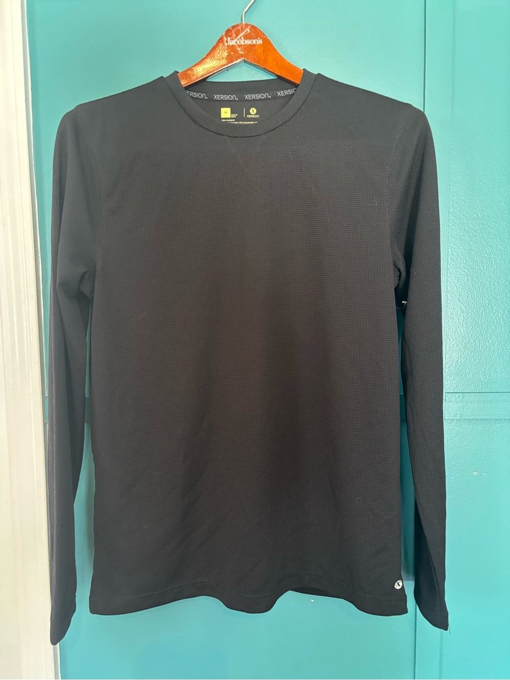 NWOT Xersion Men's Long Sleeve Thermal Crew in Black 100% Polyester Size Medium